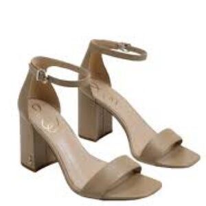 Sam Edelman Daniella Block Heel Sandal Tan 9 formal nudist open toe strap